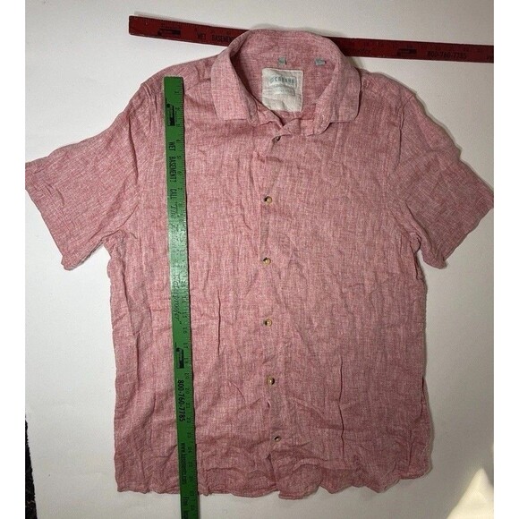 Cabana Shirt 100% Linen Button Down Size Large Men's Pink Short Sleeve - Picture 3 of 8